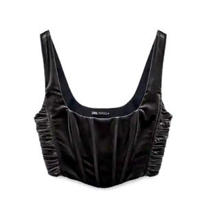 Zara bustier velvet crop top